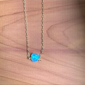 Tiny Opal Pendant Heart Necklace